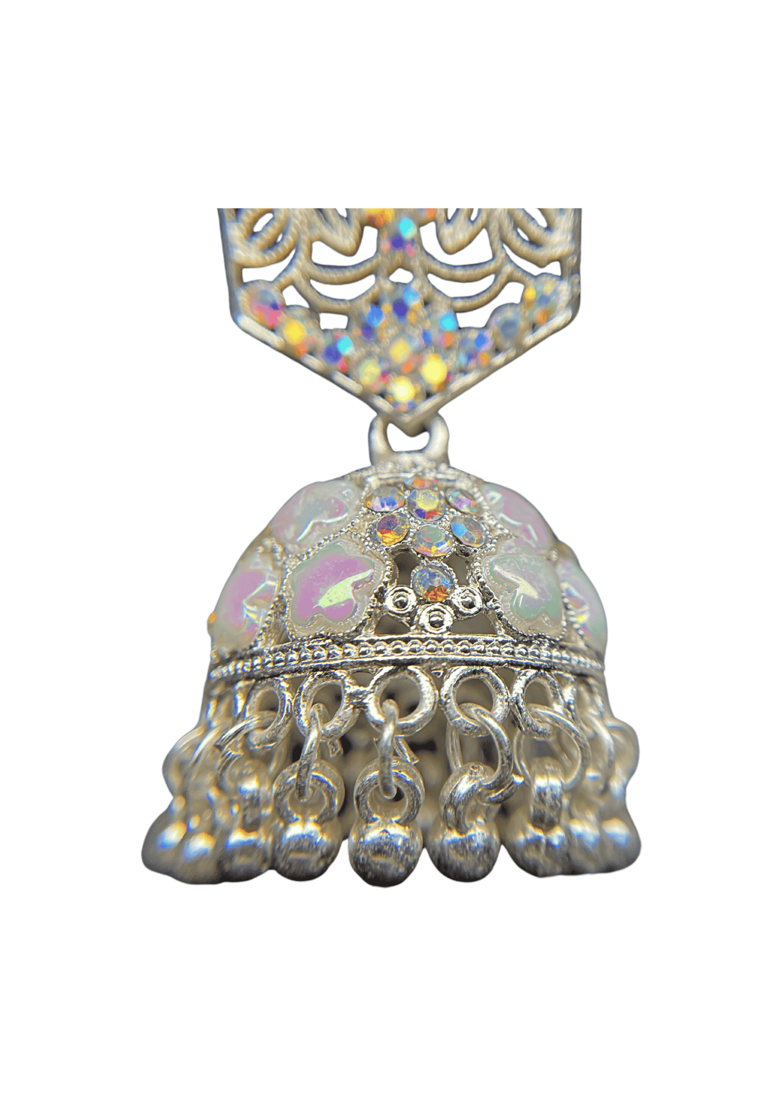 Silver-Plated Floral Dome Jhumka Earings